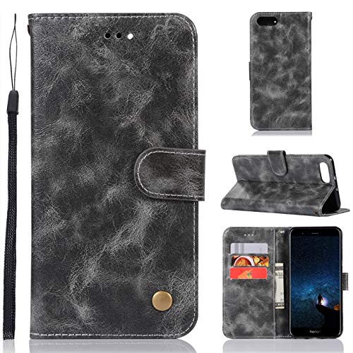 Huawei Honor View 10 Funda, Honor View 10 Funda tipo cartera de piel sintética vintage con cierre magnético para Huawei Honor View 10 de 5.99''