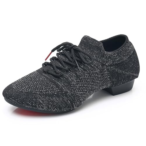 ZYXNYGV Women's Dance Shoes Closed Toe Lace-up Split-Sole Standard Practice Social Salsa Ballroom...
