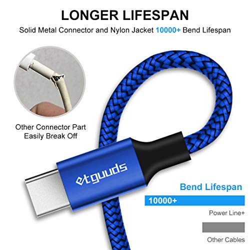 [2-Pack, 3Ft] Usb Type C Cable 3A Fast Charging, Etguuds Nylon Braided Usb A To Usb C Charger Cord Compatible With Samsung Galaxy A10E A20 A20E A51, S20 S10 S9 S8 Plus S10E, Note 20 10 9 8, Moto G7 G8 #TOP5