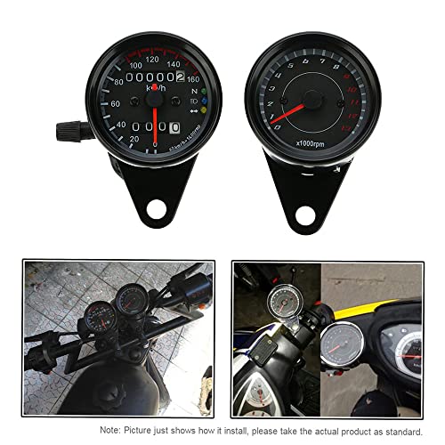 Moniss Motocicleta 12V 13.000 Rpm Tacômetro Km/H Velocímetro Medidor De Odômetro Duplo Com Luzes De