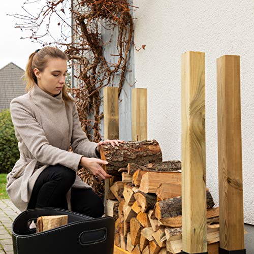 Relaxdays Holzstapelhilfe 2er Set, DIY Holzunterstand für Kanthölzer, Holzaufbewahrung, beschichteter Stahl, schwarz, 16 x 34 x 10 cm