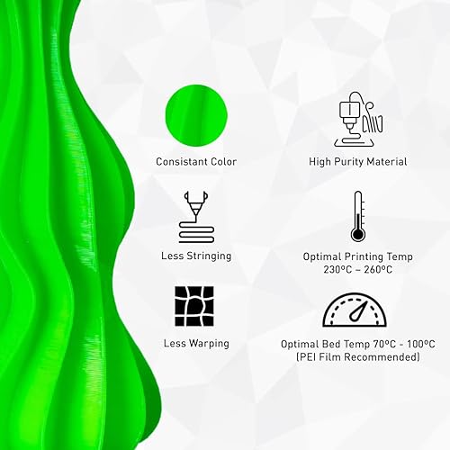 Miniatura 5 de Filamento PETG para impresora 3D de 0.069 in de diámetro, sin enredos, sin obstrucciones, precisión dimensional +-0.000 in, brillo de borde de