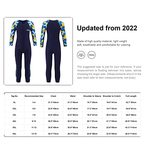 Winchang Kids Boys Girls One-Piece Swimsuit Zip Up Rash Guard Sunsuit Jumpsuit Camouflage Print Full Body Swimwear Navy Blue 5-6 Years #TOP6