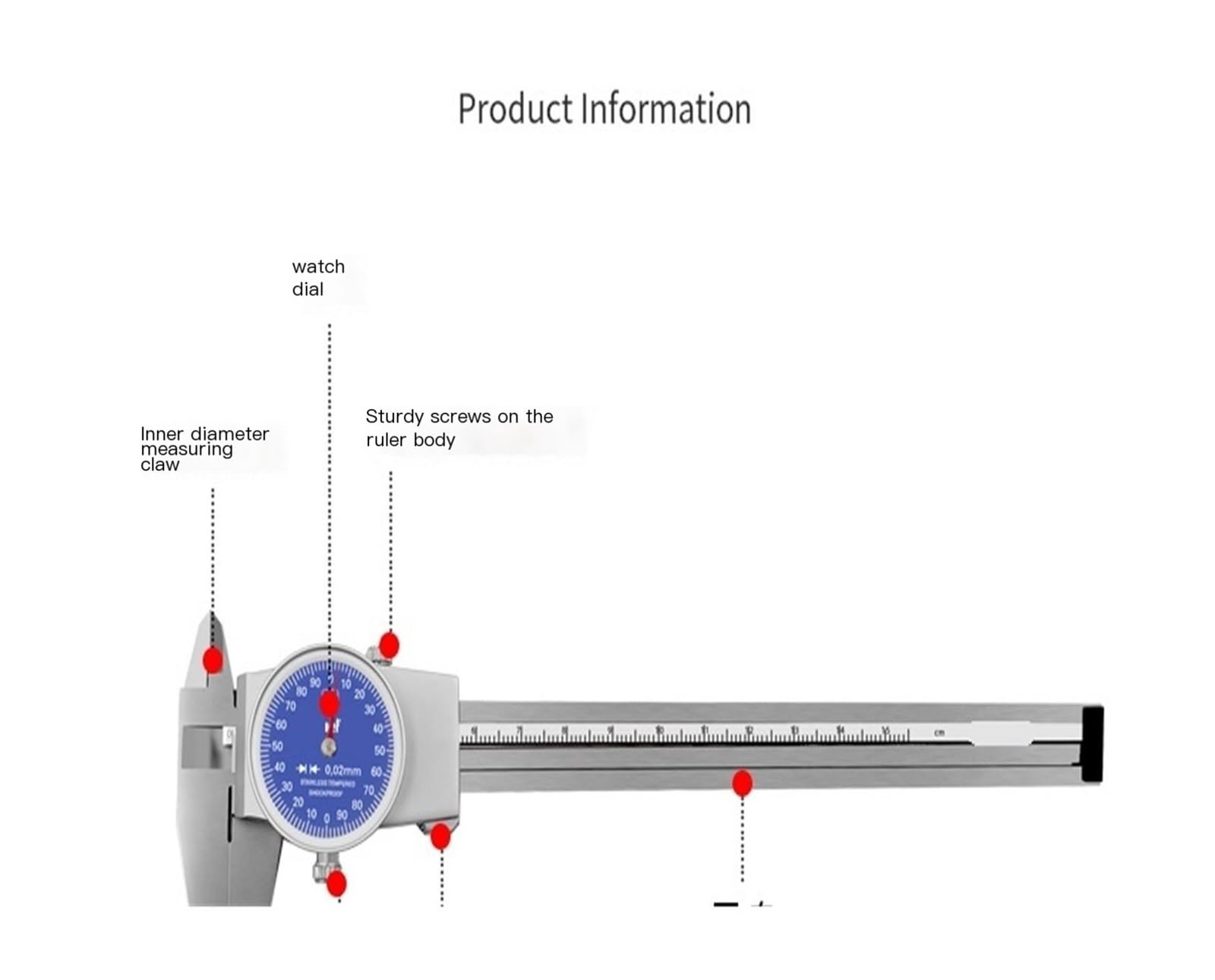 Messschieber mit Meter, 0 – 150 – 200 – 300 mm, mit Meter, Edelstahl, Messschieber, Industrie (0 – 300 mm, 0,02)