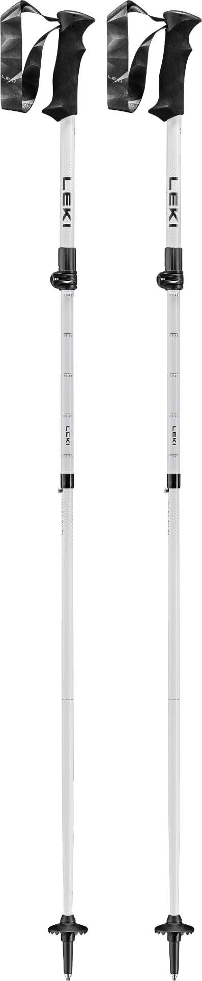 LEKI Lhasa FX TA Aluminum Collapsible Lightweight Walking Poles for Trekking & Hiking - White-Alto-Darkgrey - 100-120 cm