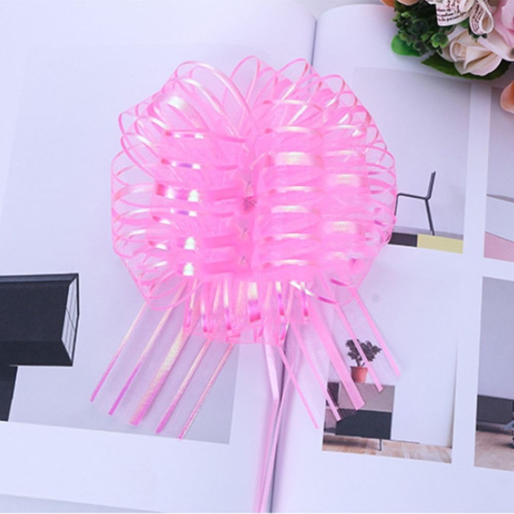 Kokarda samochodowa 5 sztuk/partia Duża kokarda wstążki DIY dekoracja pokoju samochodowego na wesele rzemiosło prezenty na przyjęcie urodzinowe opakowanie kokarda(Pink)