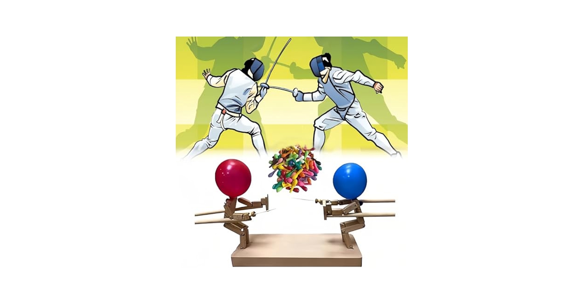 Amazon | 2024 新しい手作り木製フェンシング人形、風船竹人間