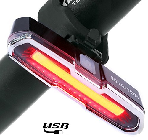 BRAiTOR Ultra Bright Bike Tail Light, USB Rechargeable Bike Light, Waterproof LED Flashing Safety Rear Light for Cycling in Dark