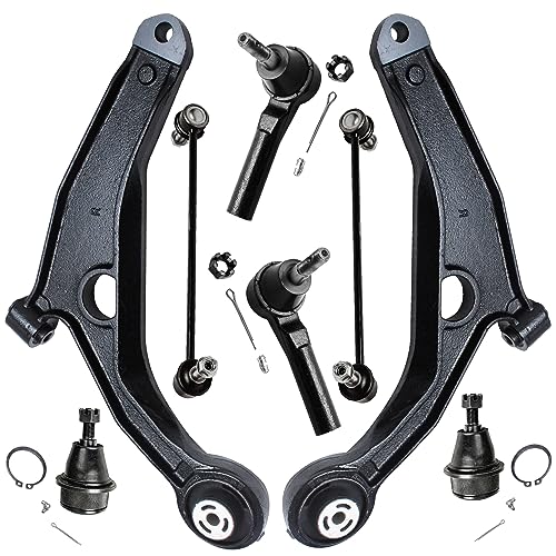 Image of Detroit Axle - 8pc Front End Suspension Kit for 2011-2014 Chrysler 200 2007-2010 Sebring 2008-2014 Dodge Avenger 2 Lower Control Arms 2 Lower Ball Joints 2 Outer Tie Rods 2 Sway Bar Links Replacement