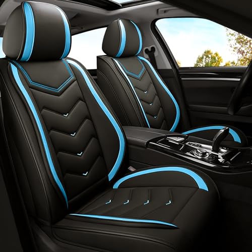 Image of ADERN Car Seat Covers for Jeep Wrangler 2000-2026, Premium Nappa Leather Car Seat Cover, Stylish Sport Seat Covers, Automobile Seat Cover Sets.(Standard 2 Seats /Black Blue)