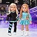 Super Skater - 18 Inch Doll Clothes - 2 Complete Ice Skating Outfits - 5 Pieces - Leotard, Skirt, Pants, Jacket, and 1 Pair of Skates (Dolls Not Included)