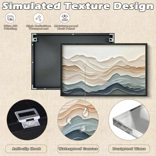 FAEKSUR Framed Abstract Neutral Wall Art for Living Room, Modern Watercolor Wave Landscape Canvas Print, Boho Minimalist Wall Art Home Decor for Bedroom, Dining Room, Office, 16x24 Inch by FAEKSUR - Used condition - Image 4