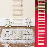 Festicy Wichtel Set mit 5 Wichtel Schablonen, Kunstschnee und Wichtel Leiter 150 cm I Wichtelhaus Zubehör für Wichtel Spuren, Wichtel Strickleiter, Wichtel Fußabdrücke u. Wichtel Schablone Fenster