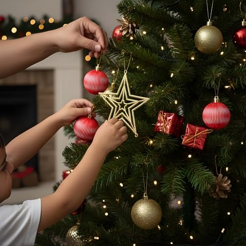 Image of Crackles Christmas Decoration Gift Set (13 Pcs) | Mixed Ornament Combo with Balls, Gifts & Santa | Festive Christmas Tree Decoration Kit for Home, Office & Party Decor