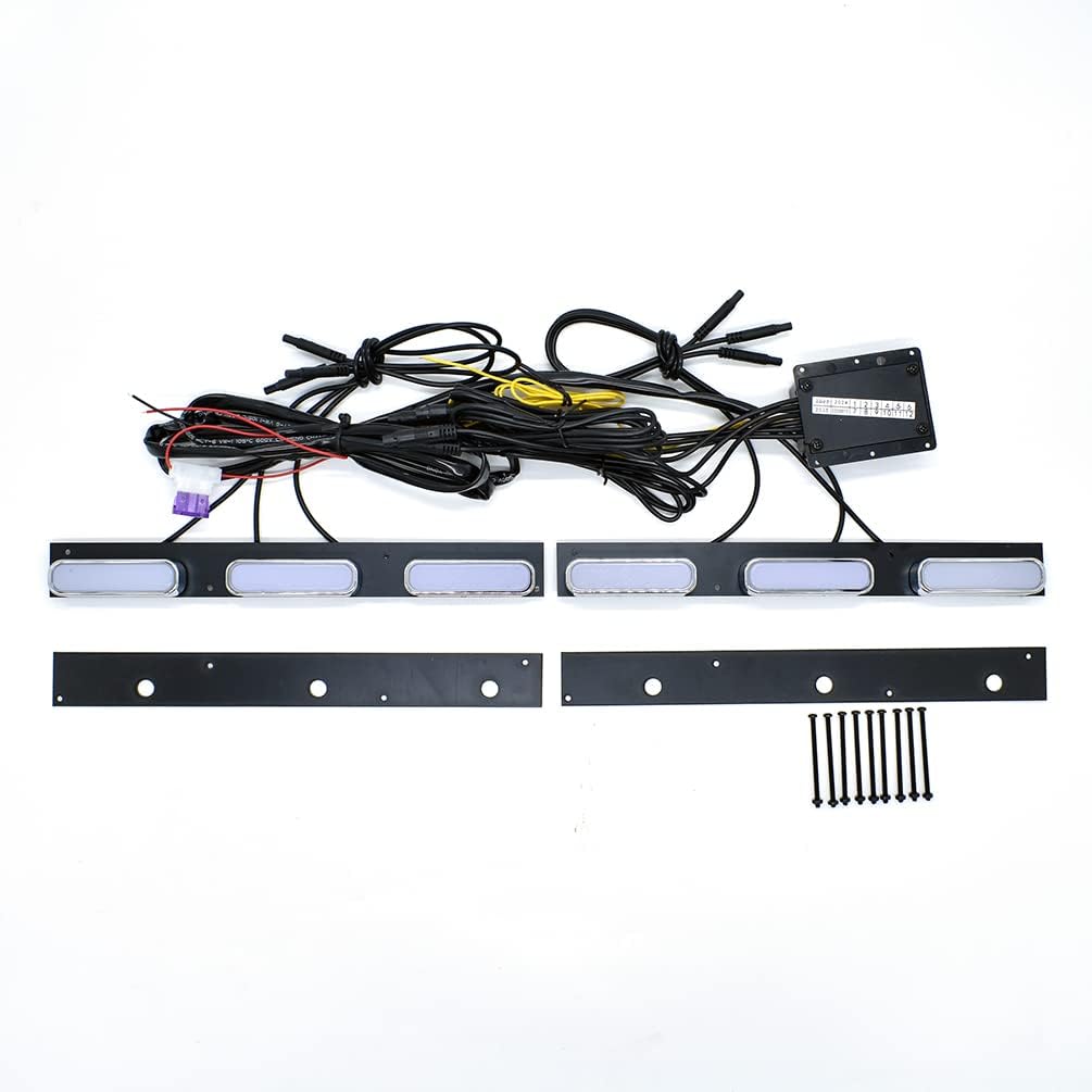 LED Grille Light DRL with Amber Turn Signal Light Fit for 2014-2019 Toyota Highlander Front Bumper Fog Lamp Driving Light Daylight