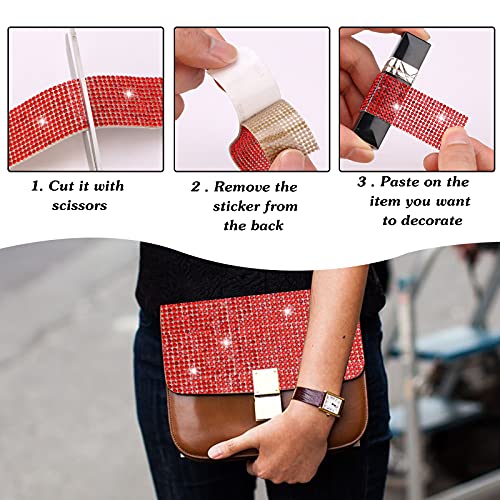 Cinta de cristal autoadhesiva roja de 1,27 cm para decorar manualidades sin manchas de pegamento 3