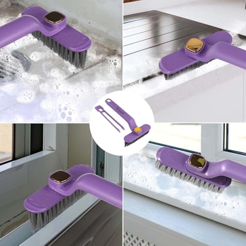 Image of Toilet Cleaning Brush with Long Handle | 2-in-1 Floor & Tile Scrubber | 120 Rotating Head | Bathroom Cleaning Brush with Wiper (Pack-1) (MINI Brush Pack of 1)