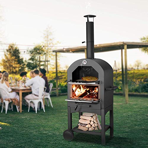 image for U-MAX Outdoor Pizza Oven Wood Fire with Waterproof Cover, Freestanding