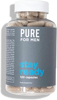 Pure for Men Original Vegan Cleanliness Stay Ready Fibre Supplement, 120 Vegan Capsules, Helps Promote Digestive Regularity, Psyllium Husk, Aloe Vera, Chia Seeds, Flaxseeds, Proprietary Formula