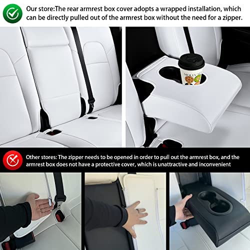 Maysoo White Car Seat Covers For Tesla Model 3 2023 2022-2017 Car Interior Cover(White-Organosilicon(Full Set)) #TOP7