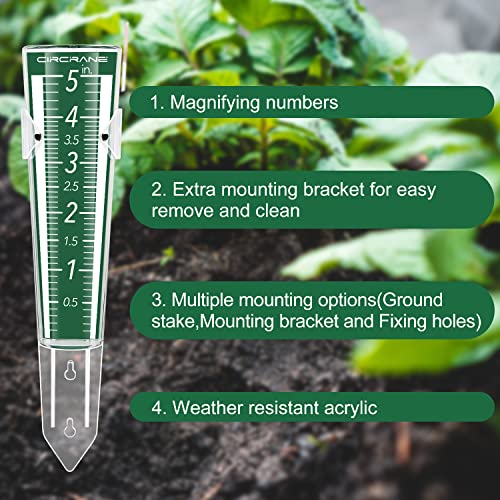 Circrane 5-Inch Capacity Outdoor Rain Gauge With Additional Hang Bracket& Stainless Steel Screws thumb #3