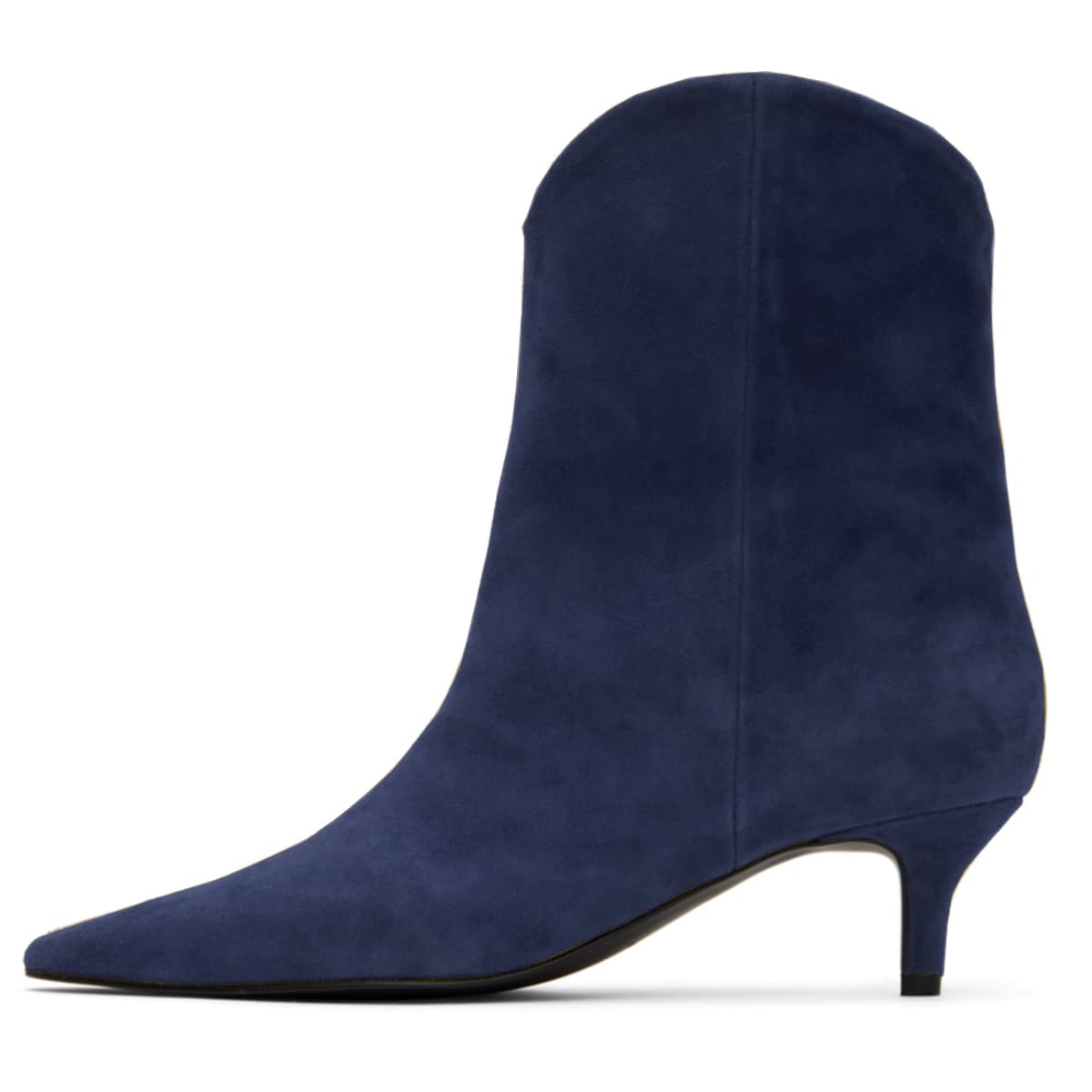 MOOMMO Women Kitten Heel Western Booties Suede Pointed Toe Cowboy Ankle Boots 2 inch Kitten Heel Dress Cowgirl