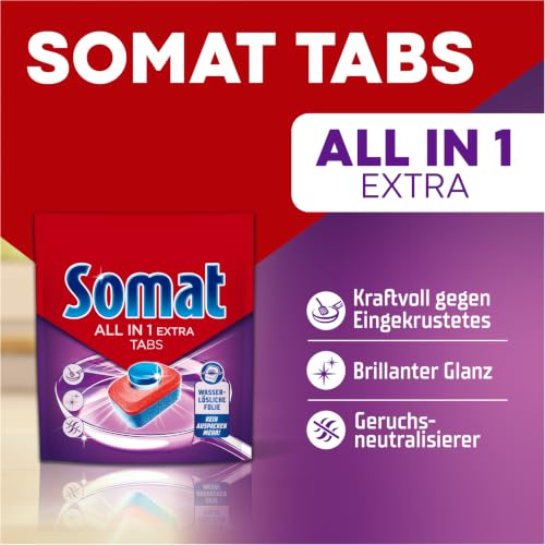 SOMAT All in 1 Extra Spülmaschinen Tabs (2 x 92 Tabs), für strahlend sauberes Geschirr auch im Niedrigtemperatur-, Kurz- & Eco-Programm… – Ansicht 4