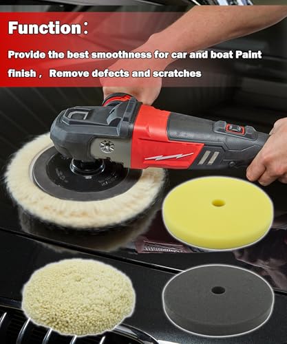 Image of 7 inch Polishing and Finishing Pad Kit Fits for Milwaukee M18 Polisher (2738),Replace 49-36-2783, 49-36-2784, 49-36-2785