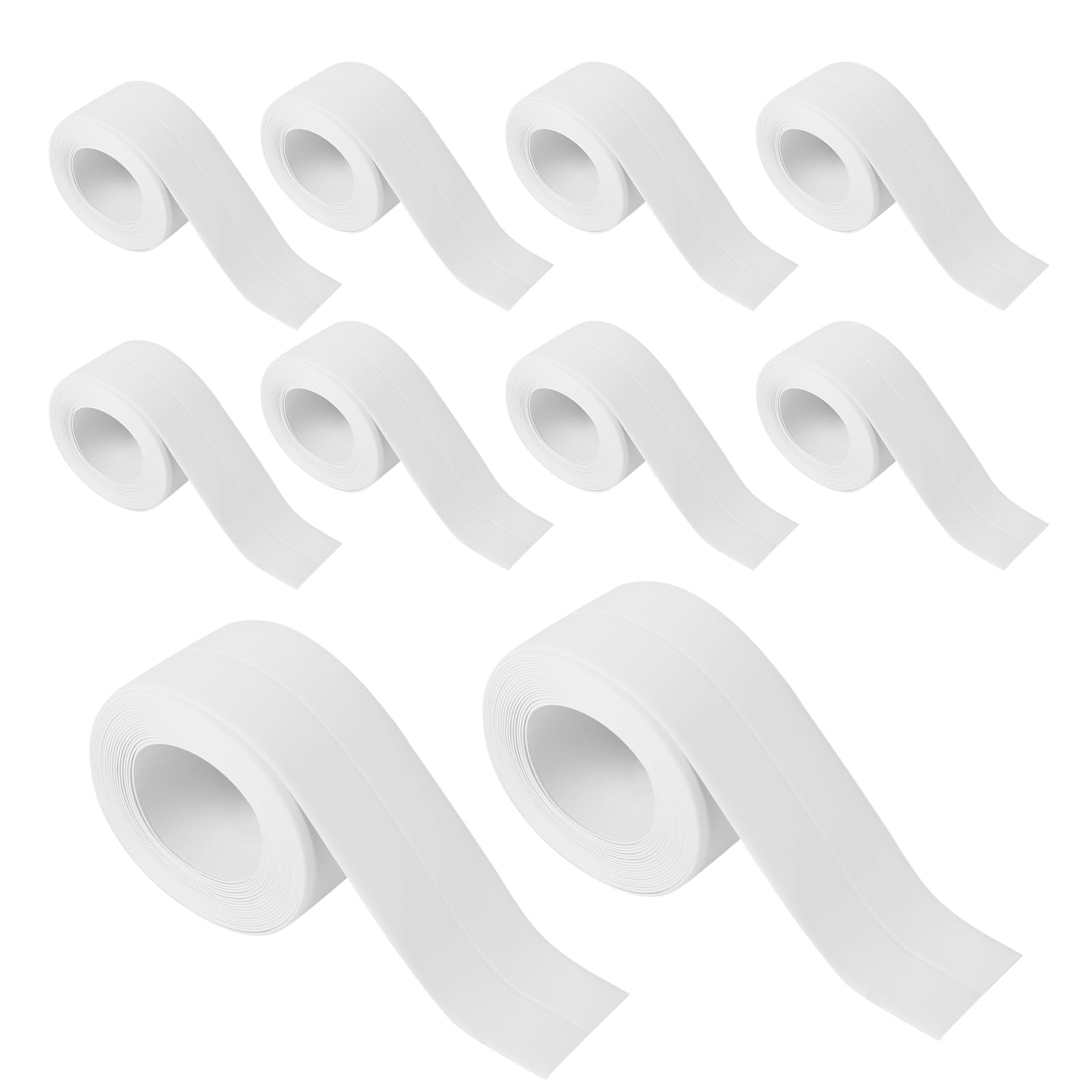 Battiscopa morbido, autoadesivo, nastro sigillante in PVC, per doccia, cucina, bagno, toilette, soffitto (10 rotoli, bianco)
