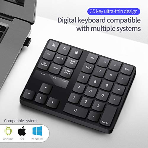 Numeric Keypad, 35-Keys Portable Usb Wireless Numeric Keypad Rechargeable Ultra-Silent External Numeric Pad For Macbook/Macbook Pro/Air And Windows Laptop #TOP1