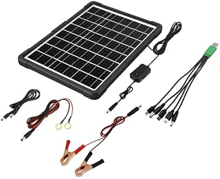 20W Universal Solarladegerät, 5V/9V/12V Ausgang mit Batterieklemmen & 4-Port USB Hub, IP65 Wasserdicht Tragbares Solarpanel für Telefon, Tablet, Autobatterie, Outdoor Camping