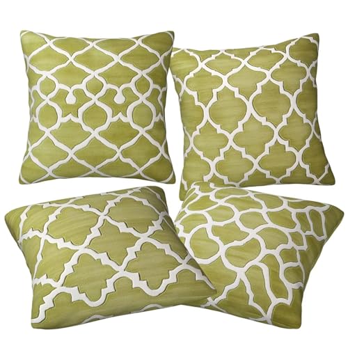 Housses de coussin 60x60 lin vert pour décoration canapé salon lit moderne - 3