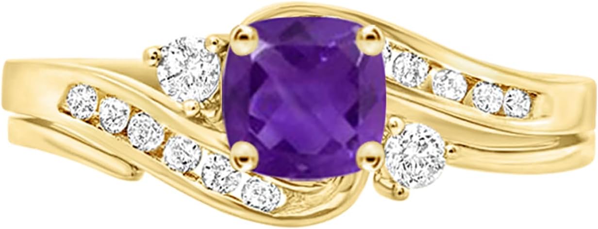 Houston Diamond District 1 to 6 Carat Cushion 14K Yellow Gold LAB GROWN Gemstone and LAB GROWN Diamond Engagement Ring (AAAA Heirloom Quality)