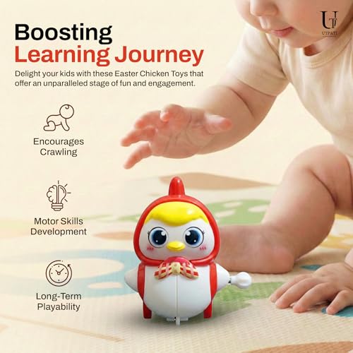 Image of Chicken Toys for Kids, Swinging Chain String Magnetic Hen with Chick Learning to Crawl Spring Toy, Crawling Wind-up Duck, Walking Chicken Cute Windup Toy for Boys Girls Toddler