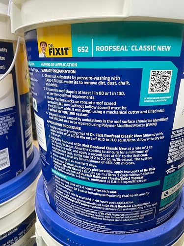 Image of DrFixit Roofseal Classic New 20 Litre - Terracotta Color Waterproof Roof Coating with Nanofiber Technology, Surface Temperature Reduction up to 10, 450-500 Microns Thickness