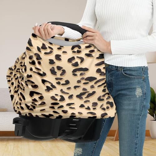 Image of Forchrinse Cheetah Nursing Cover for Babies Breastfeeding Scarf Soft Car Seat Cover Infant Carseat Canopy Multi-Use Cover for Mom