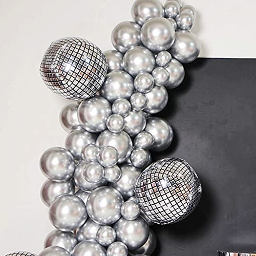 Image of KBZVNAF Silver Metallic Chrome Latex Balloons - 50 Pack 12 inch Round Helium Balloons for Birthday Wedding Graduation Baby Shower Party Decorations | Round Helium Balloons for Birthday Wedding Graduation Baby Shower Party Decorations