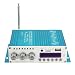 V10 Mini Bluetooth Car Amplifier 12V DC, 2 Channel Wireless HiFi Super Bass Audio Power Amp with Remote Controller, Support FM/MP3/TF/USB/DVD for Car Motorcycle Home Stereo (No Adapter) Blue