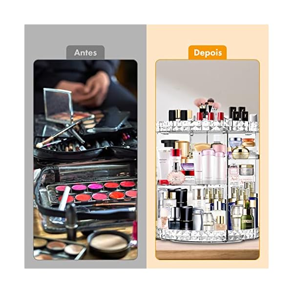 Organizador de Maquiagem Acrílico Giratório 360 Completo para Cosméticos - Pincel, Base, Batom, Corretivo e Blush - Profissional (Acrílico) - Image 5