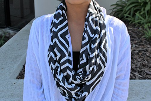 Shop Women's Infinity Scarf with Zipper Pocket, Geometric Pattern3