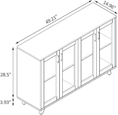 Miniatura 3 de Panana Kitchen Buffet Server Table Accent Sideboard Cupboard Server Buffet Console Table with Doors Cabinet (49inch, White) Blanco,Negro -