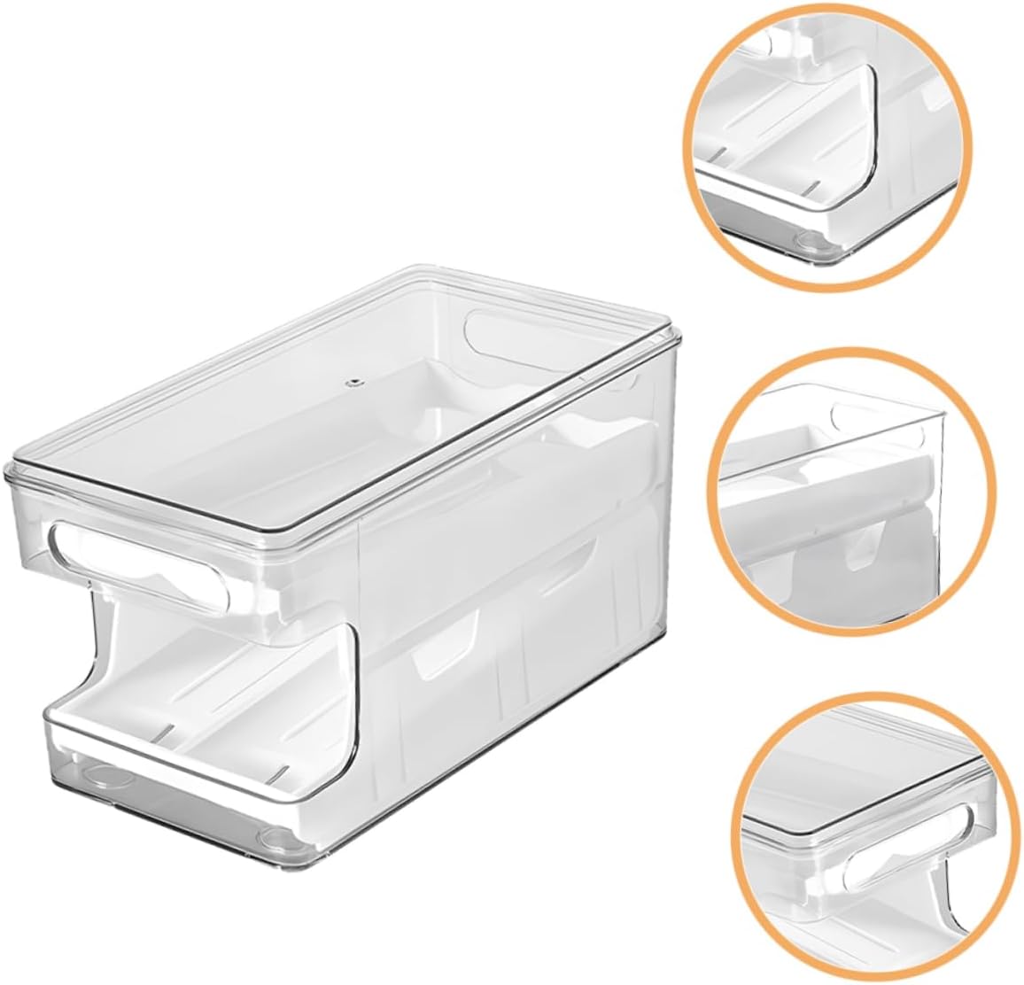 Stackable Storage Box Double-layer Refrigerator Organizer Holder Slide Feature for Easy Access and Visibility Reusable Kitchen Fridge Dispenser