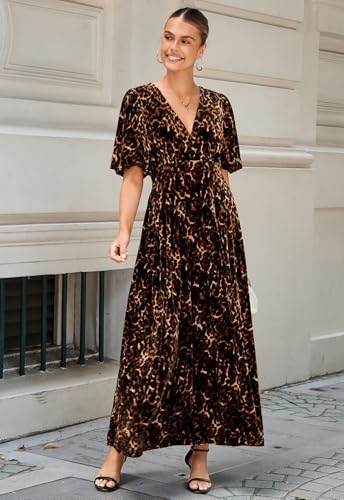 Image of Sissyaki Velvet Maxi Dress Fall Wedding Guest Dress 2026 | Semi Formal to Formal Events, Family Pictures, Holiday Party Dinner Dress