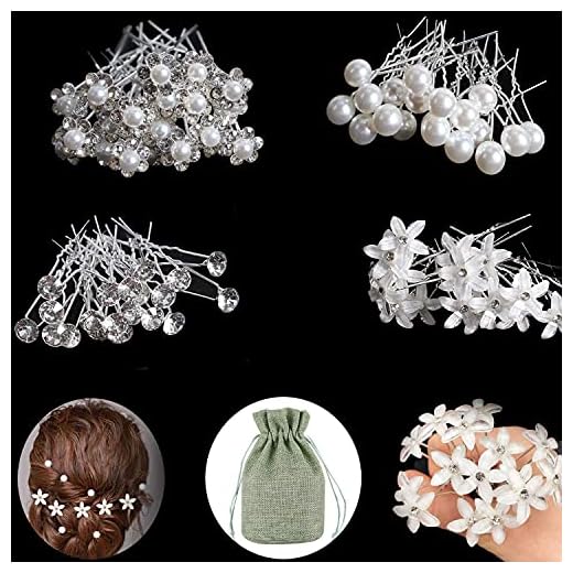 50 Piezas Horquillas Pelo Mujer, VEGCOO Horquillas para Novia, Pinzas para el Pelo en Forma de U, Accesorios para el cabello para Boda, Fiesta (A)