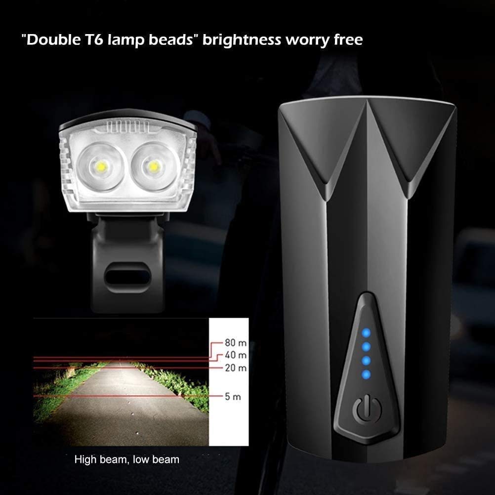 Luces de Bicicletas Recargables USB Frente y Espalda, Luces de Bicicleta de 1200mAh Conjunto de Luces de Gran Angular, fácil de Instalar Luces de Bicicleta, Carretera y montaña Ciclismo Faro de