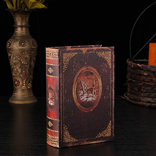BESPORTBLE Decorative Antique Book Box Fake Book False Book with Secret Hidden Compartment Box for Storage for Wedding Memories Jewelry (The Deer Totem Size S Brown)