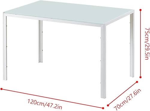 Miniatura 6 de 4HOMART YVONNE&F.L.A.M. Juego de mesa de comedor de cristal blanco de 7 piezas para 6, mesa de comedor de vidrio templado moderna con 6 sillas de