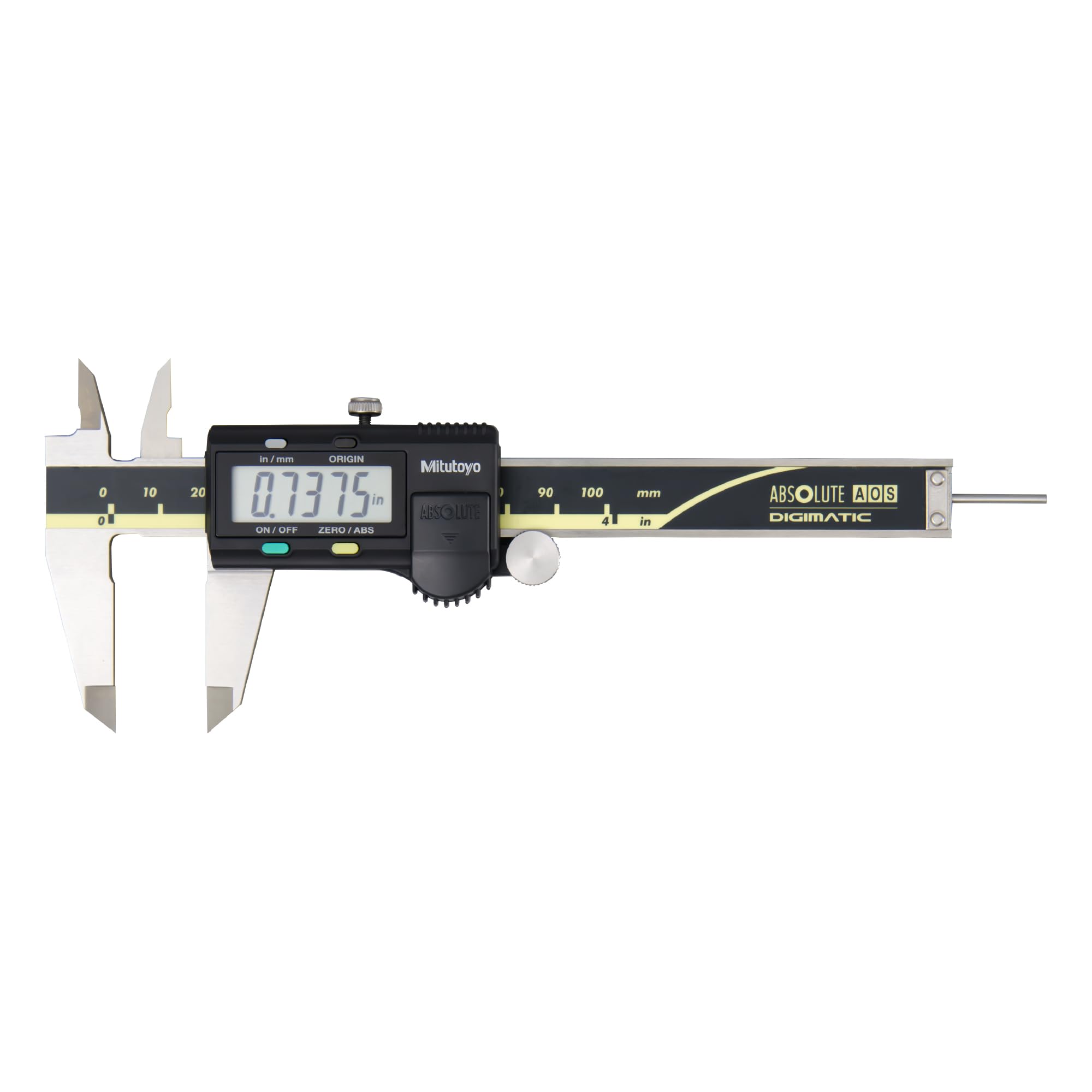 Mitutoyo 500-197-30 Digitaler ABS-AOS-Messschieber Thumb R. ohne Ausgang | 0,01 mm / .0005 in, Nullpunkt gespeichert, Antriebsrolle