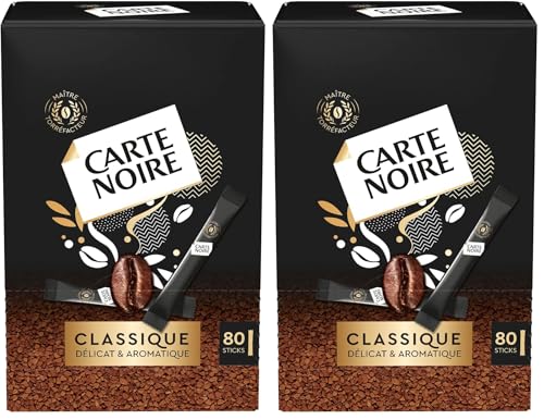 CARTE NOIRE - Café Soluble « Classique » - Café Instantané en Dosette Carte Noire - Délicat et Aromatique - 80 sticks - Fabriqué en France (Lot de 2)