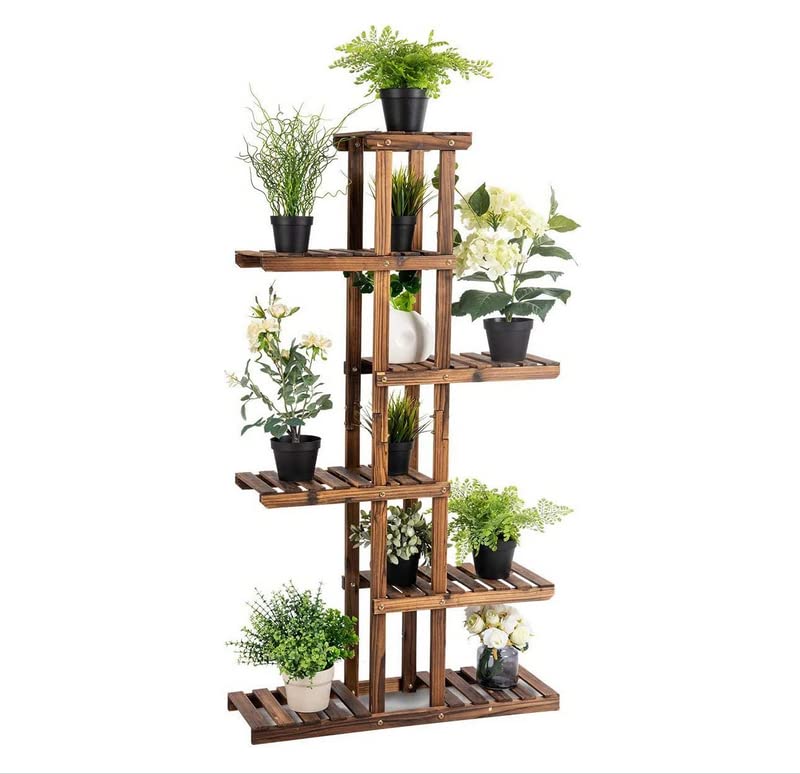 Étagère à fleurs multicouche pour jardin en bois résistant aux intempéries design 6 niveaux